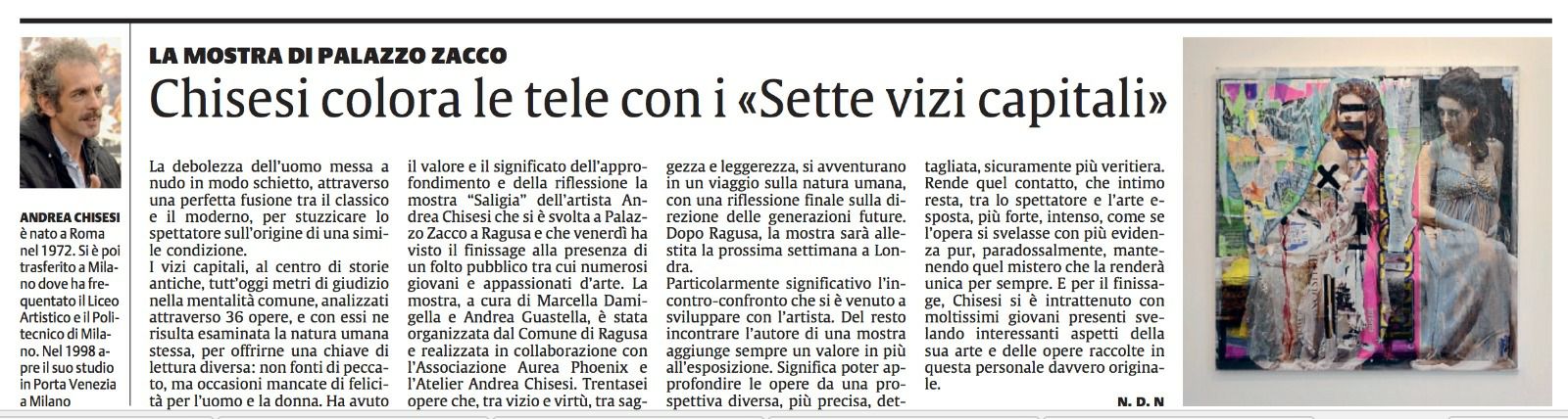 Chisesi colora le tele con i “Sette vizi capitali”